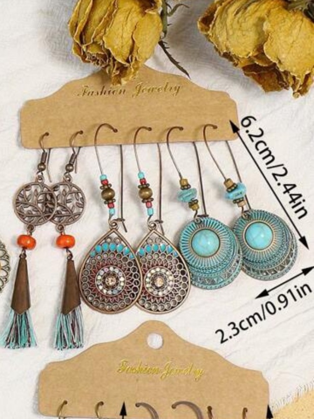 📿 SET OF 3 Dangle Earrings 📿 - Picture 3 of 3